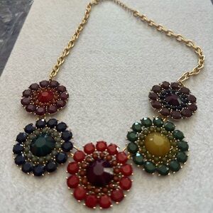 Vibrant Floral Necklace with Gold Chain